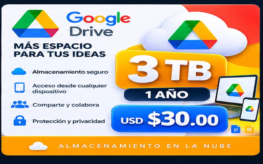 Plan Google Drive 3 TB - 1 Año