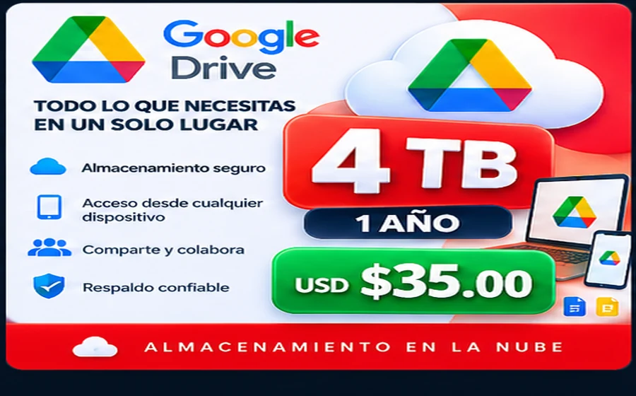 Plan Google Drive 4 TB - 1 Año